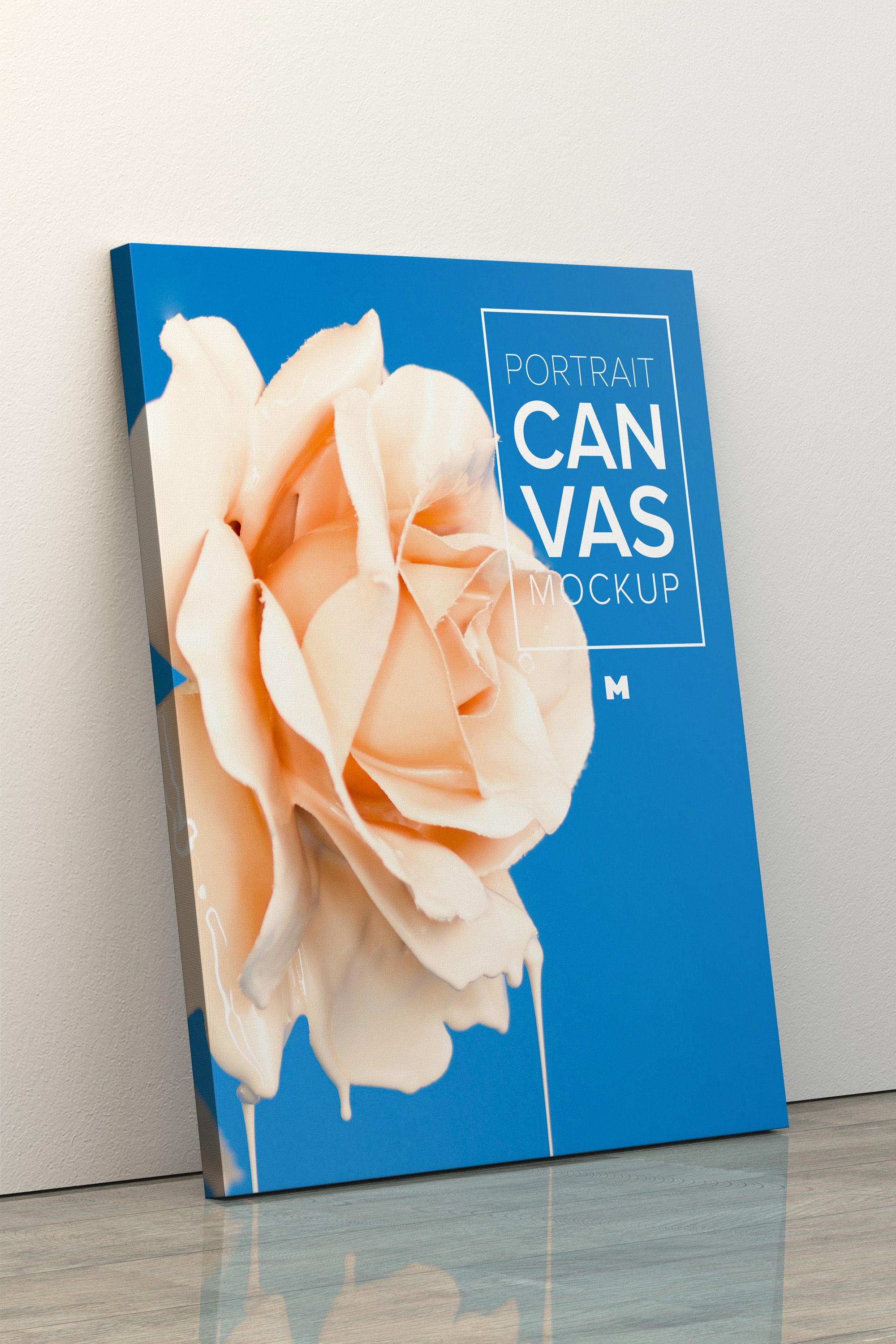 画像/人像/绘画展览画布样机模板 Portrait Canvas Frame Mockup Leaning on Wall