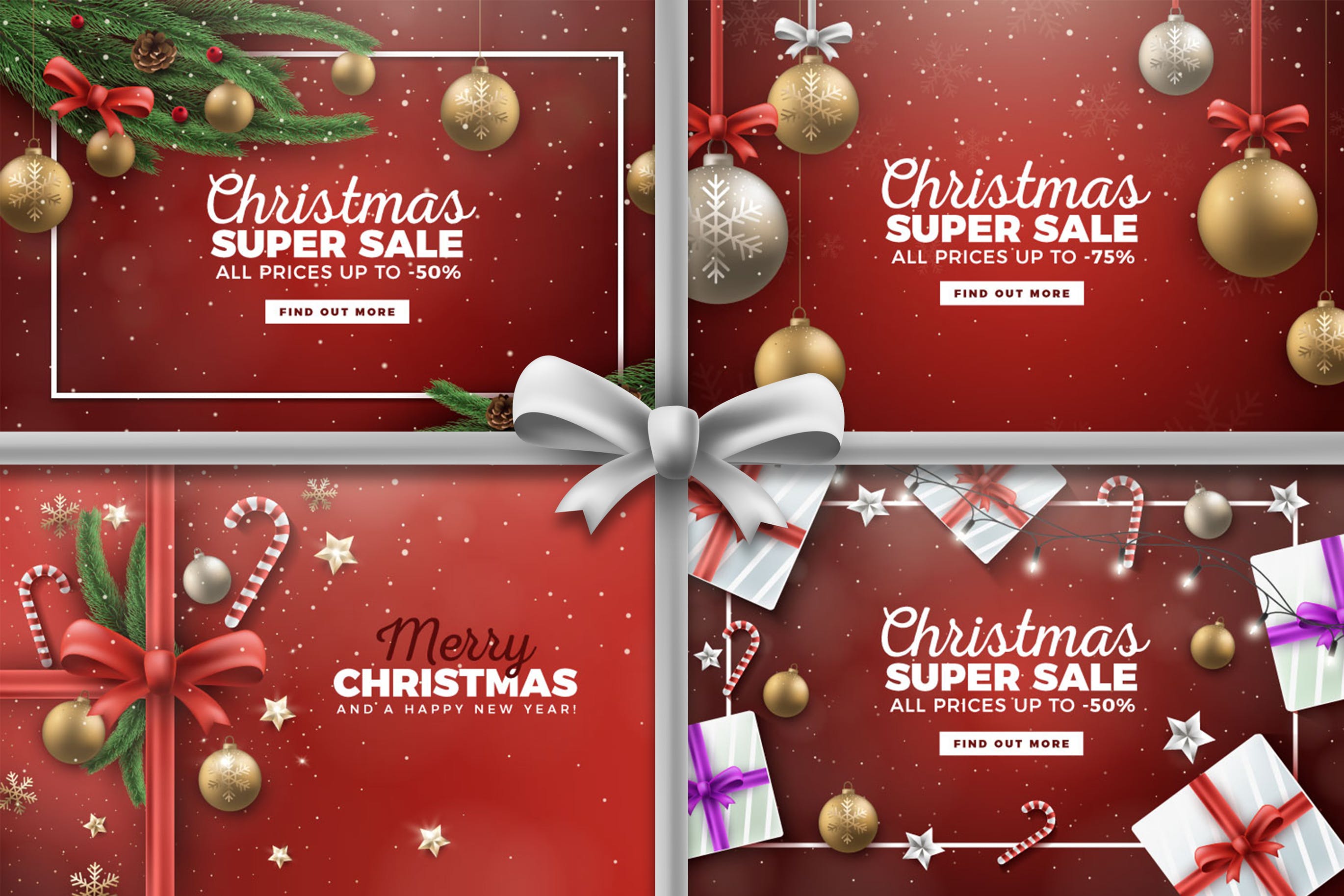 5种设计风格圣诞主题矢量背景素材 Merry Christmas Vector Backgrounds