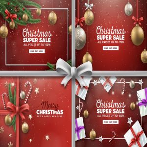 5种设计风格圣诞主题矢量背景素材 Merry Christmas Vector Backgrounds