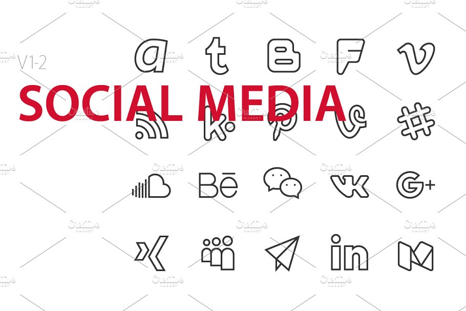 40款社交媒体主题图标 40 Social media UI icons