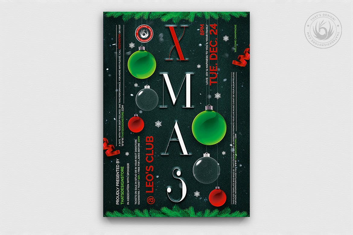 圣诞节平安夜活动主题海报传单设计模板v13 Christmas Eve Flyer Template V13