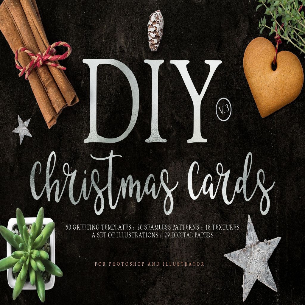 圣诞节贺卡diy设计素材包v3 Diy Christmas Cards V3 一流设计网