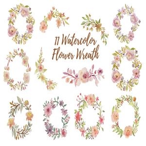 11组花环水彩插画素材 11 Watercolor Flower Wreath Graphics Illustrator