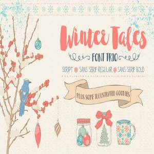 手写英文字体 Winter Tales – cozy font trio