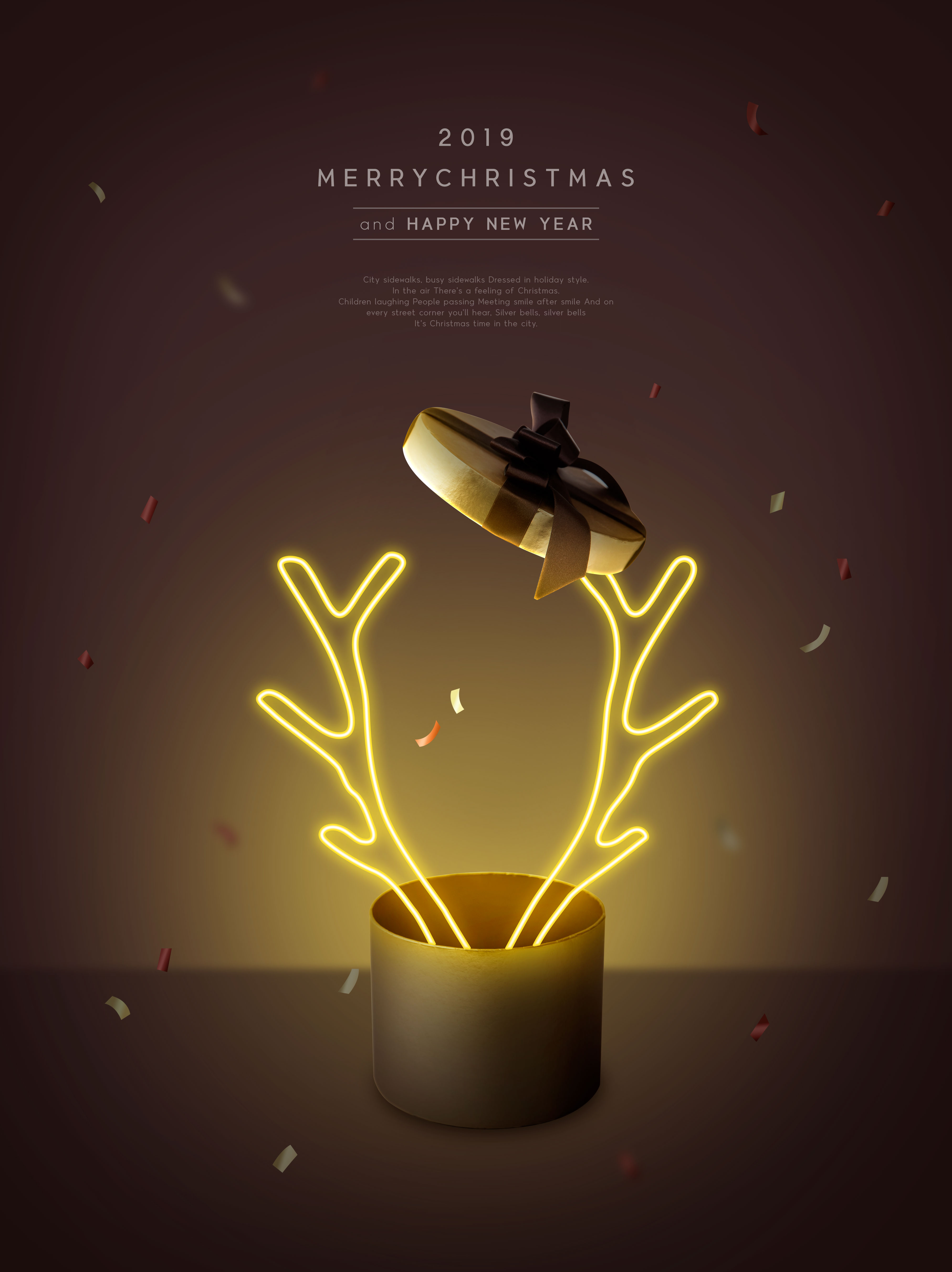 麋鹿角小灯圣诞节活动海报模板