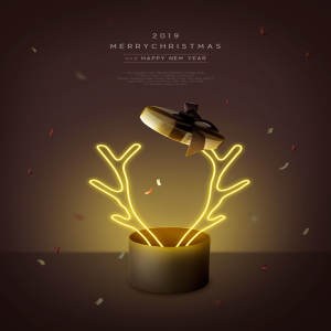 麋鹿角小灯圣诞节活动海报模板