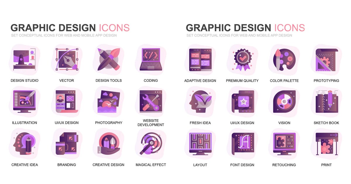 现代扁平化渐变设计风格图形设计/平面设计主题图标素材