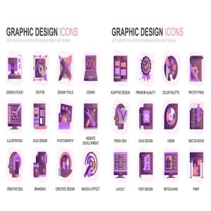 现代扁平化渐变设计风格图形设计/平面设计主题图标素材