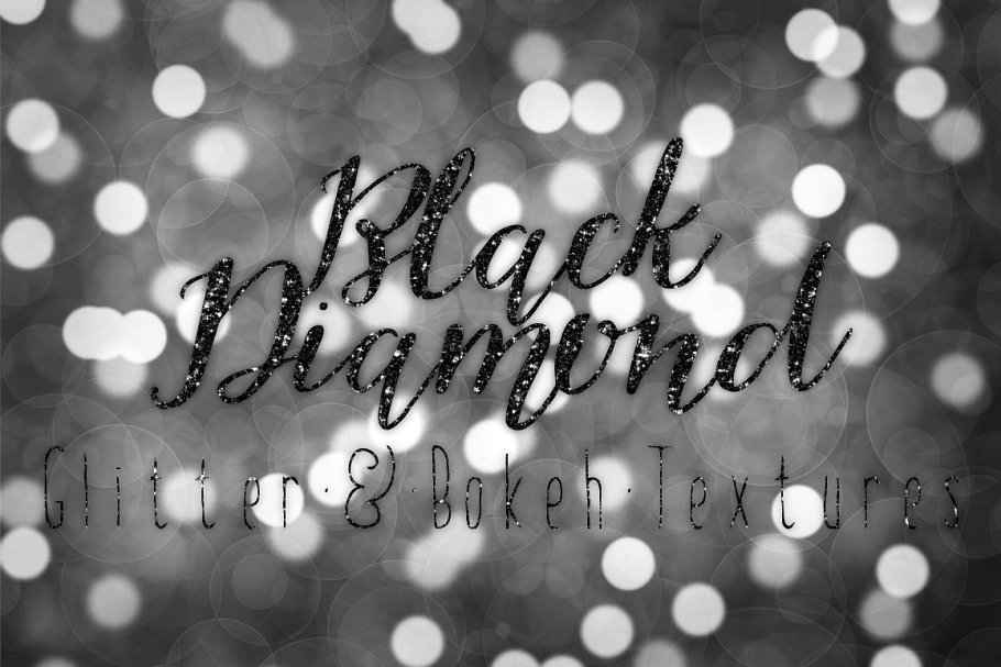 黑钻石闪光和散景叠层背景素材 Black Diamond Glitter and Bokeh