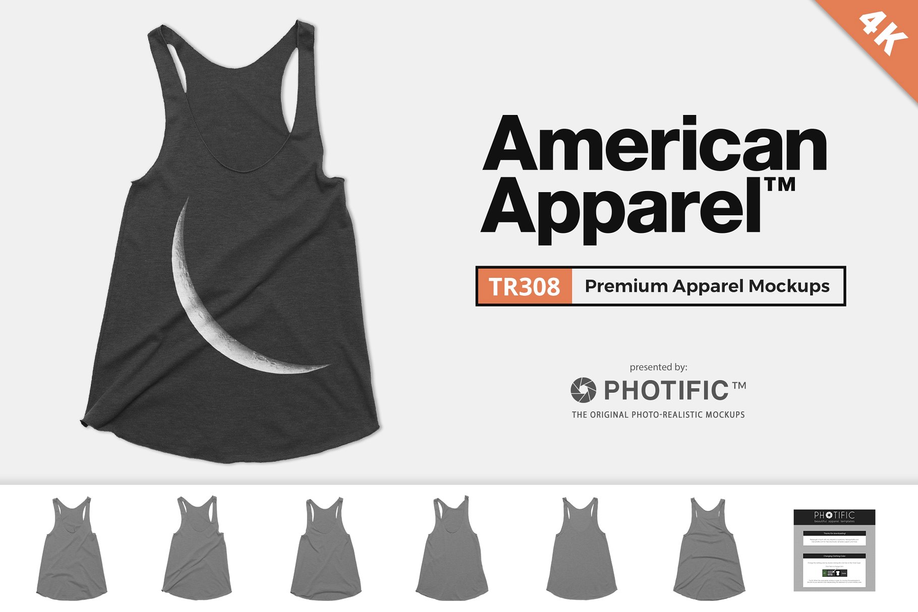 女士背心样机模板 American Apparel TR308 Tank Mockups