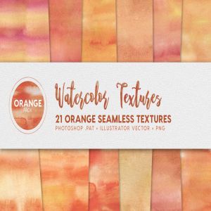 橙色手工水彩无缝背景纹理 Watercolor Seamless Textures – Orange Pack