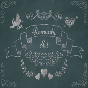 浪漫主义粉笔画元素设计素材 Romantic Elements. Chalk Drawing PNG