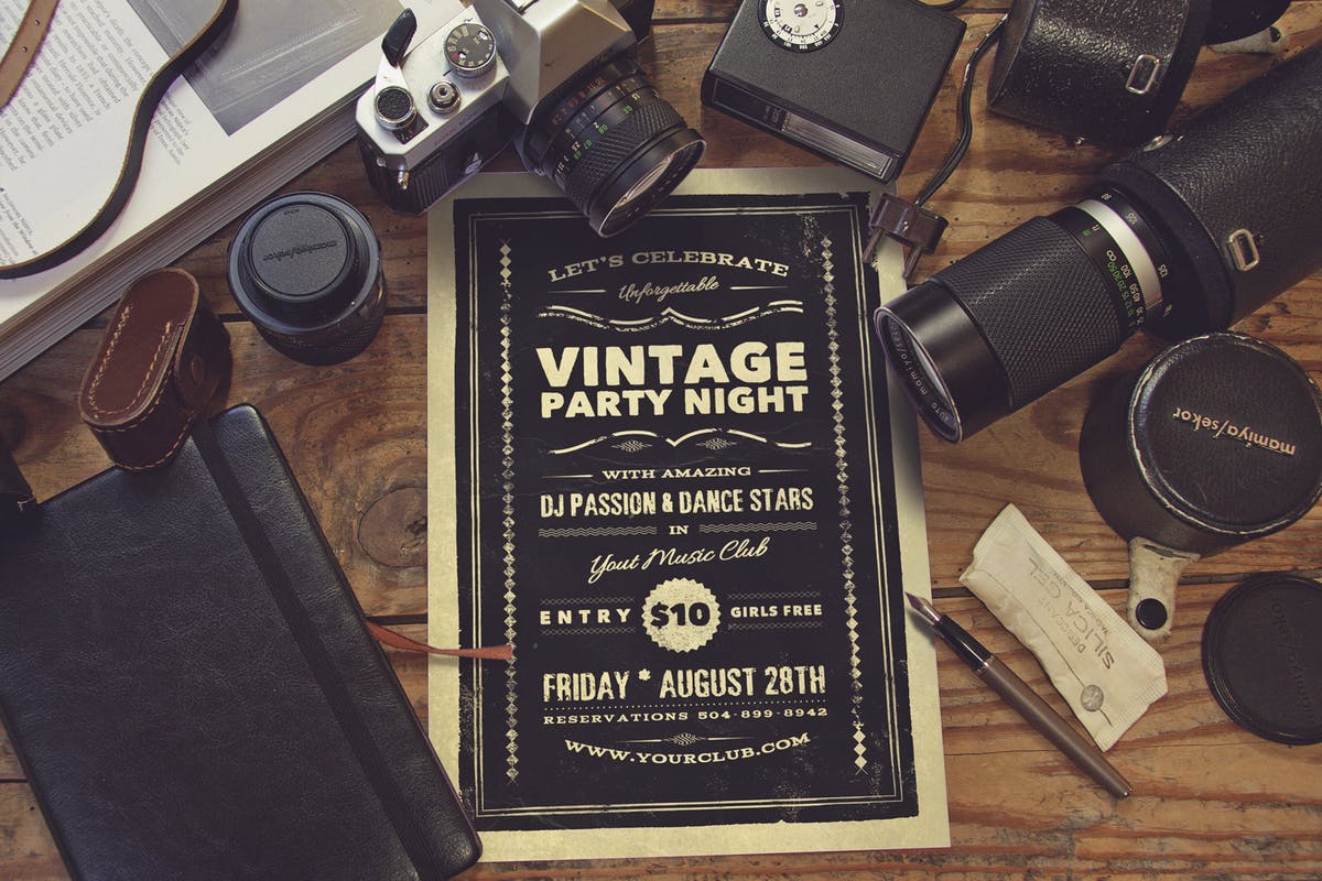 复古摄影工作室场景样机模板 Vintage Photography Studio Scene