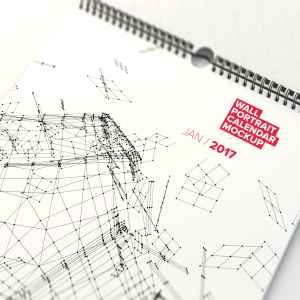 挂墙活页日历年历设计图局部特写样机 Wall Portrait Calendar Close Up Mockup