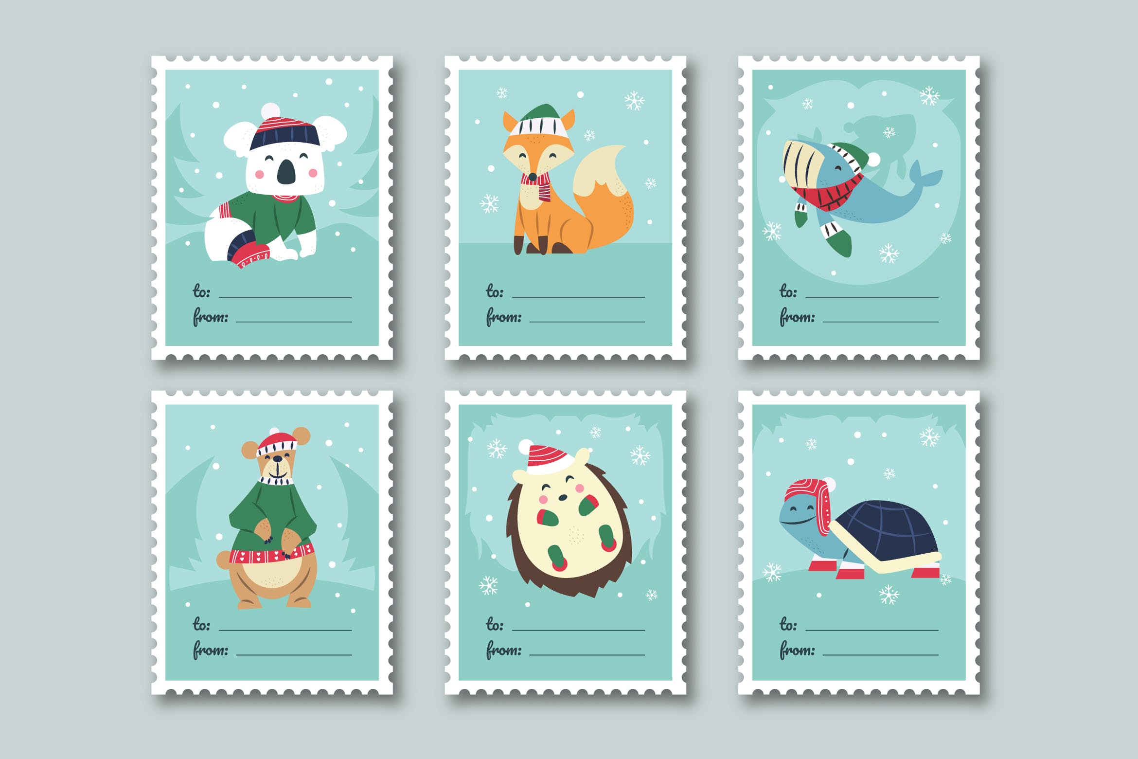 手绘设计风格圣诞节贺卡设计模板合集v1 Hand Drawn Christmas Cards Collection