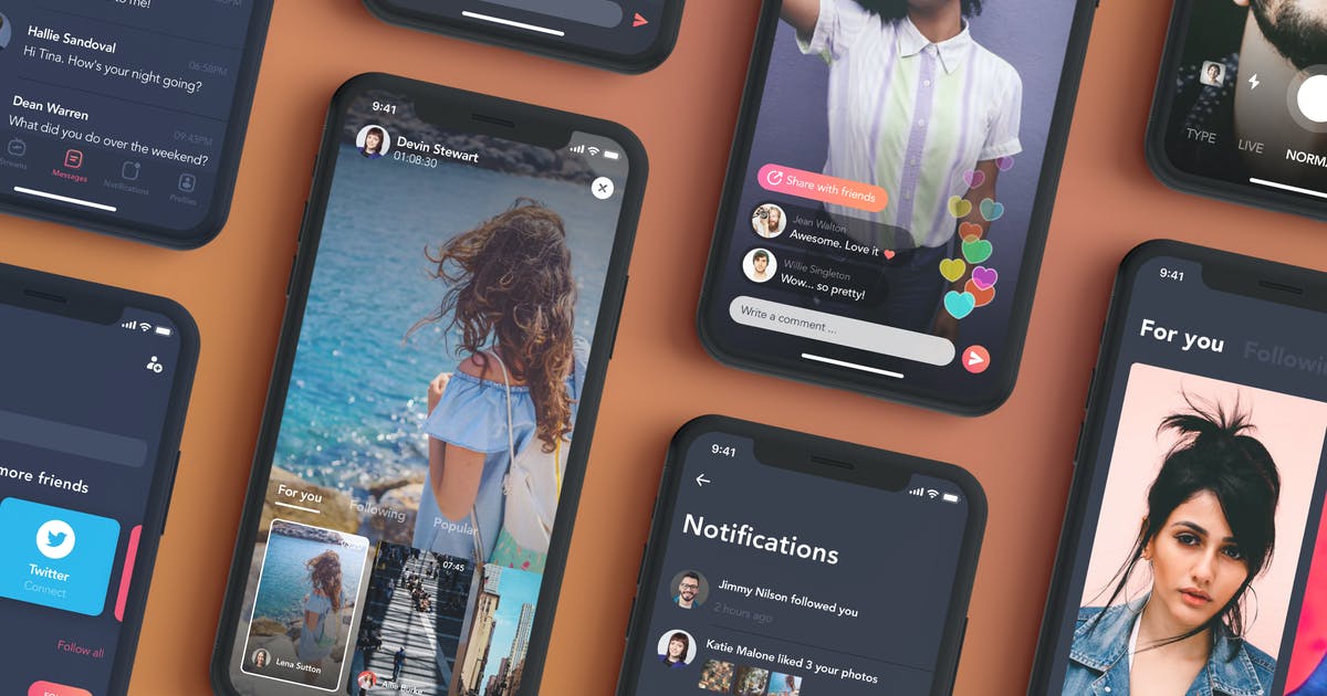 视频社交APP软件应用UI套件 Video Social UI Kit