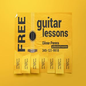 可撕下联系方式的海报设计张贴效果图样机 Tear-off Ad Mockup