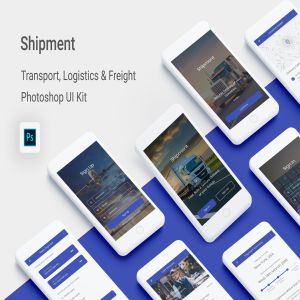 物流运输APP用户界面设计UI套件PSD模板 Shipment – Logistic & Transport UI Kit (Photoshop)