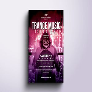 迷幻音乐活动传单和海报设计模板 Trance Music Event Flyer & Poster