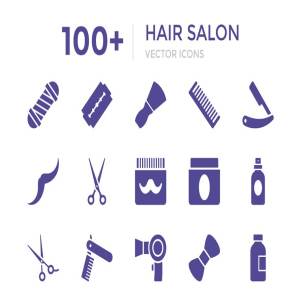 100+美发工具沙龙发廊矢量ico图标 100+ Hair Salon Vector Icons+