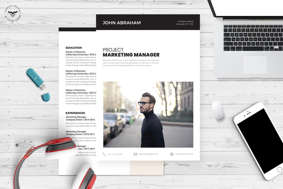 项目营销管理项目经理应聘简历模板 Professional CV Template