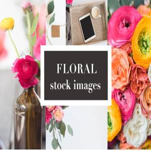 花卉装饰平板&照片场景样机 Floral Stock Photos | Tablet Mockup