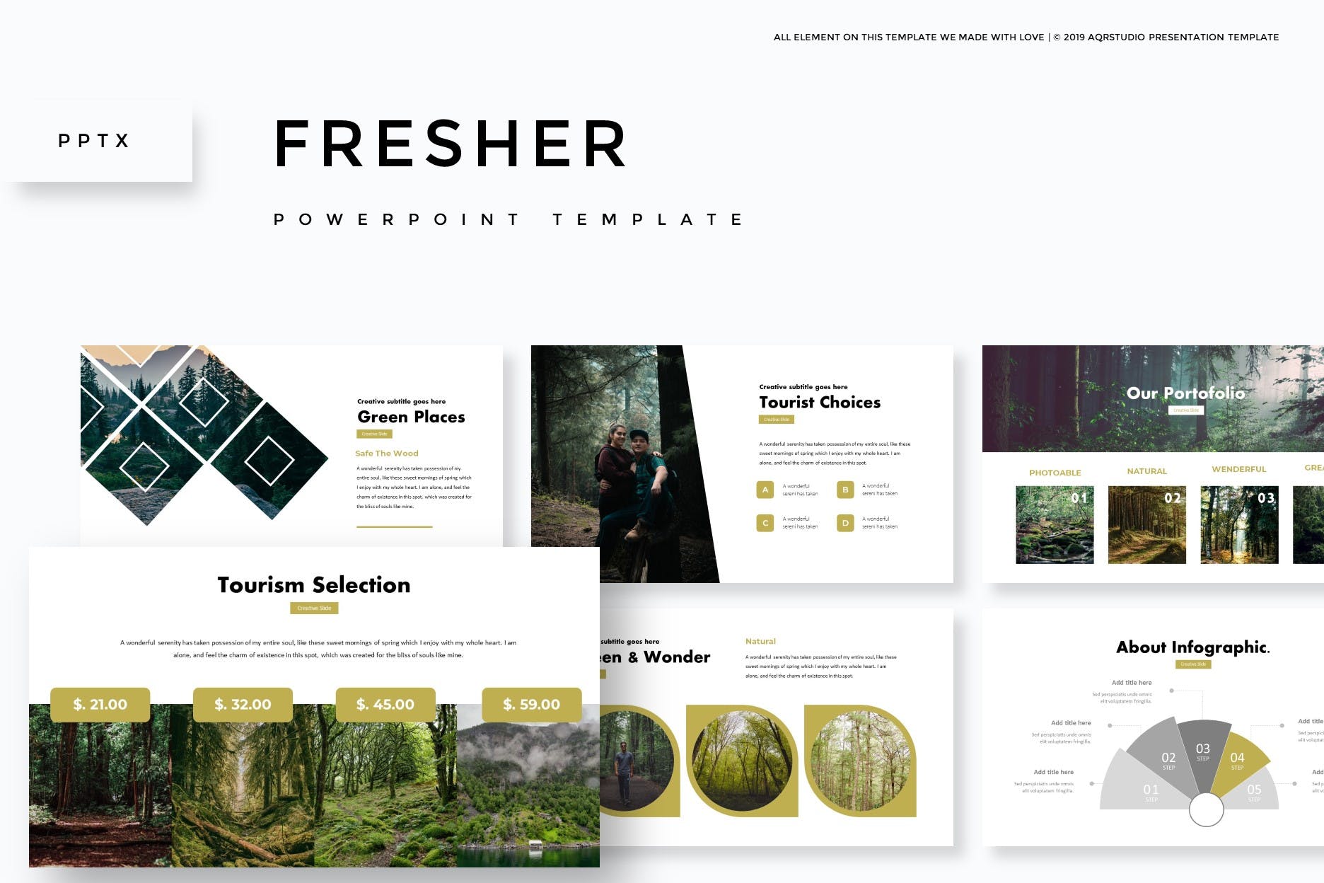 园林/风景项目设计PPT幻灯片设计模板 Fresher – Powerpoint Template