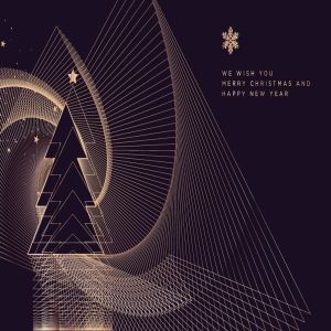 圣诞节&2019新年多线图图形圣诞树矢量背景素材 Merry Christmas and Happy New Year 2019