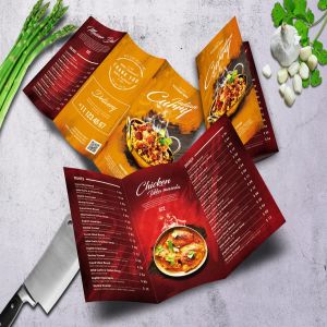 印度咖喱餐厅三折页食物菜单设计模板 Curry Indian Trifold Food Menu A4 & US Letter