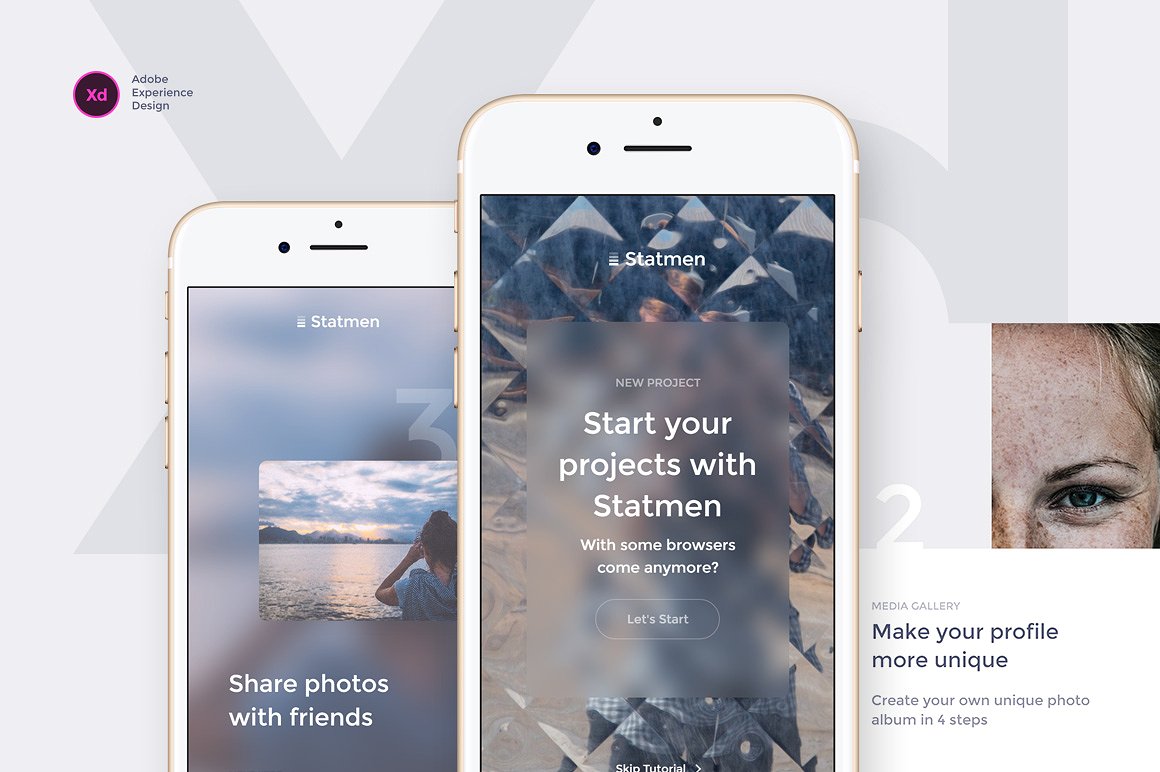 高质量 iOS APP 设计套件 Statmen XD iOS Ui Kit – Walkthrough [For Adobe XD]
