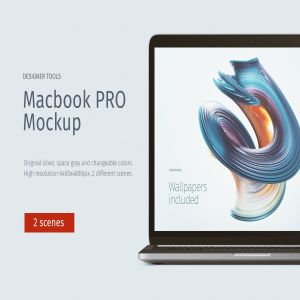 Macbook PRO电脑UI展示样机模板 Macbook PRO Mockup Front & Top views