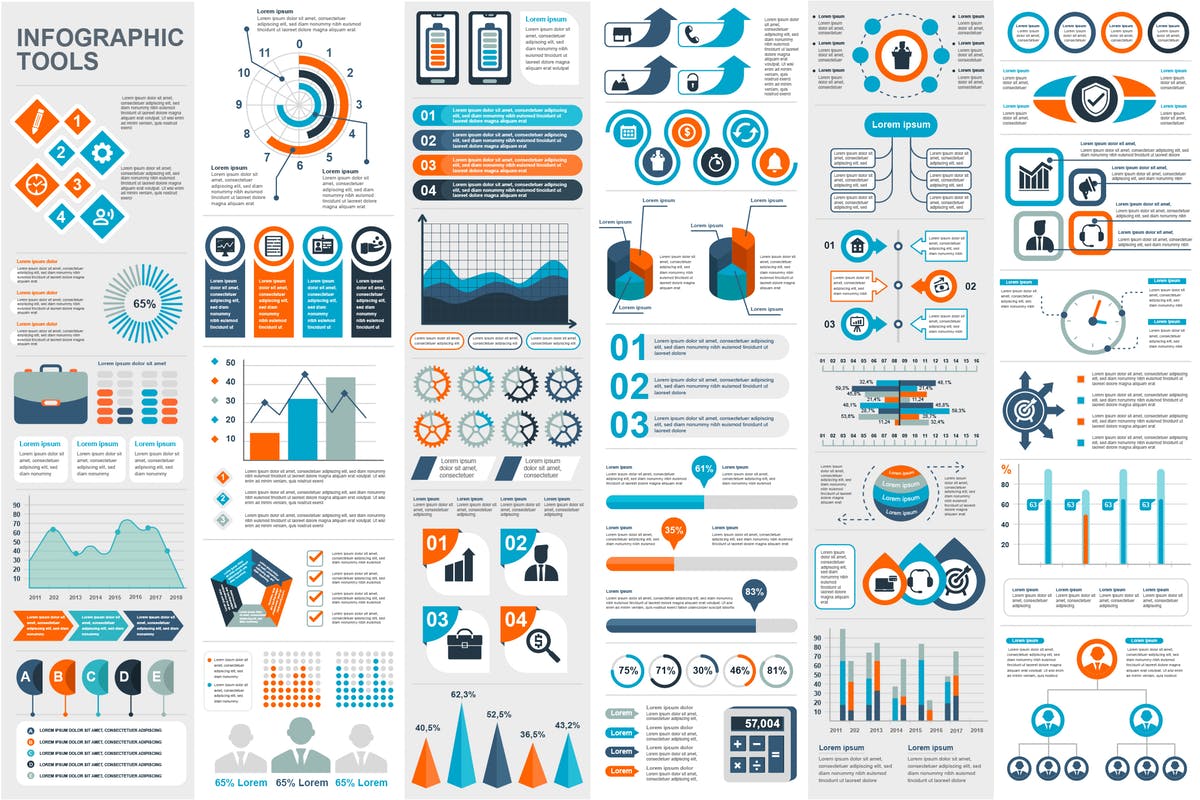 公司数据汇报矢量信息图表灯片设计元素 Infographic Elements