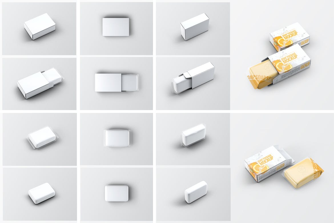 高品质的时尚香皂肥皂VI样机展示模型mockups