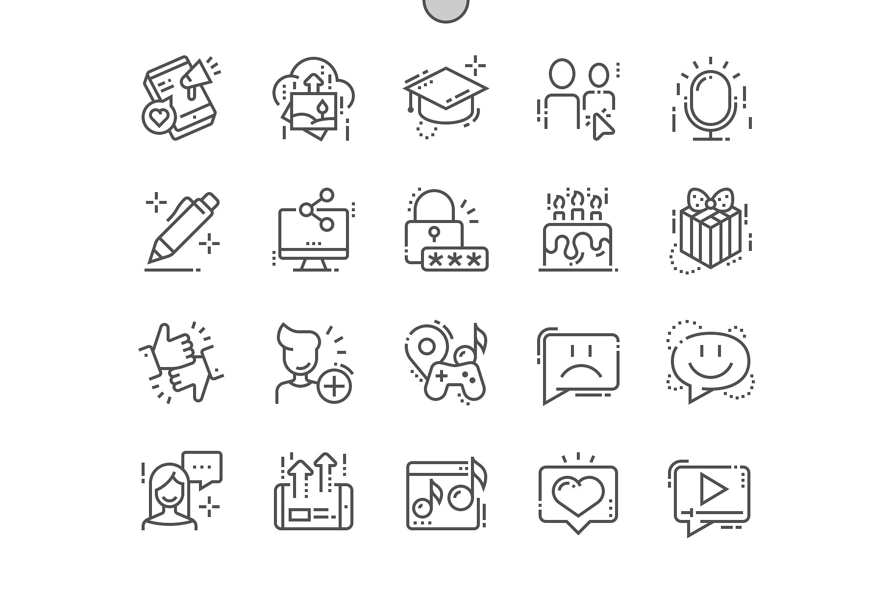 社交媒体主题矢量细线图标 Social Line Icons