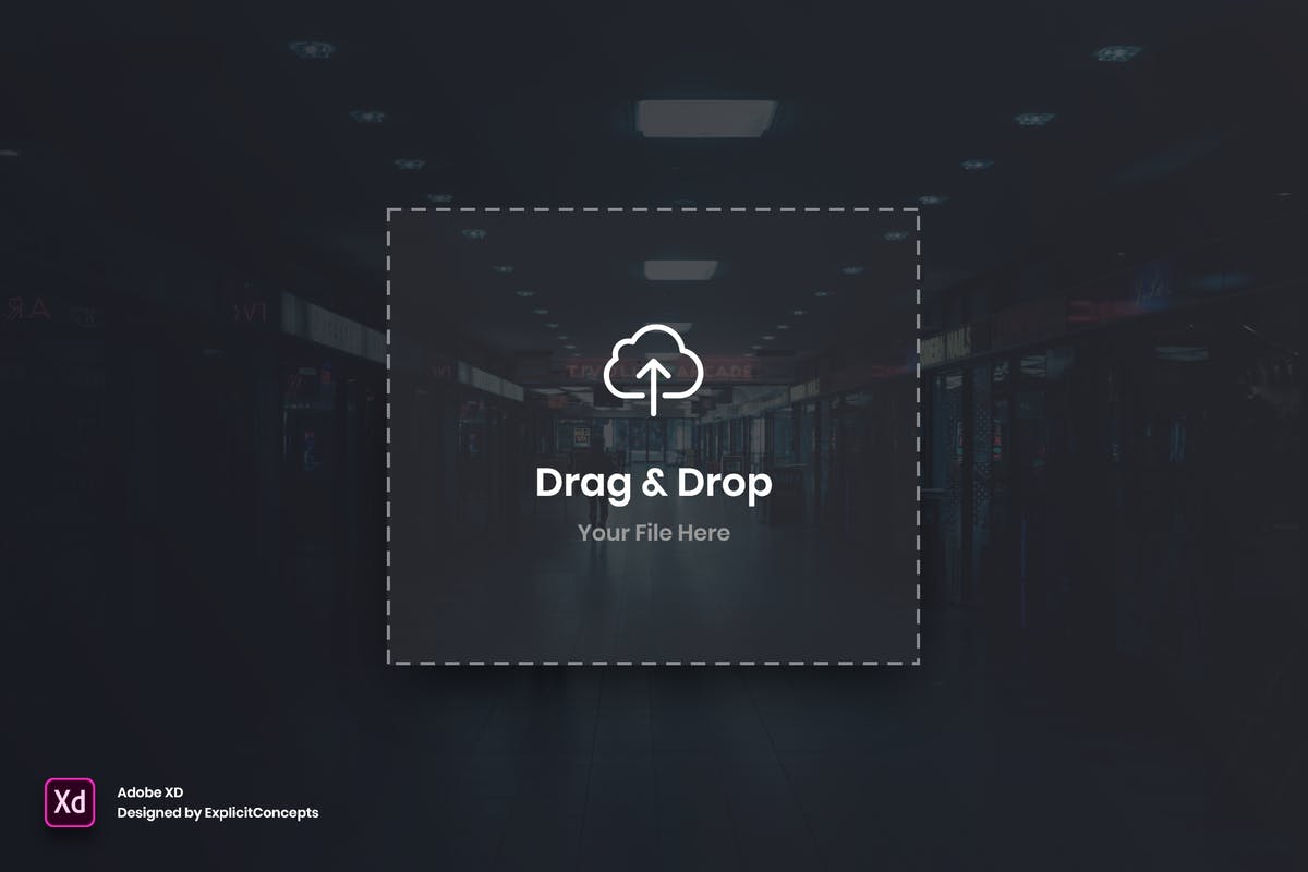 图像拖拽上传小部件UI界面设计 Drag Image Widget – Adobe XD
