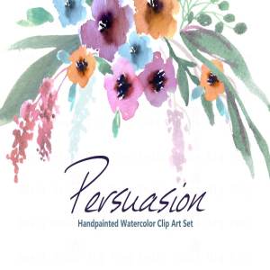 水彩花卉剪贴画合集 Persuasion-Watercolor Clip Art
