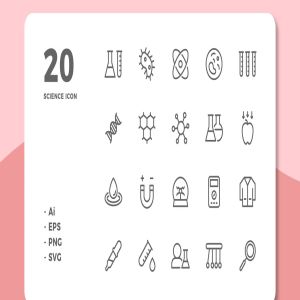 20枚自然科学主题线条图标