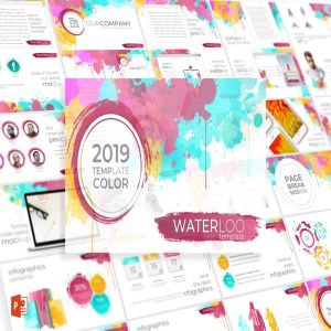 水彩元素主题商业/个人PPT创意模板 Waterloo – Powerpoint Template
