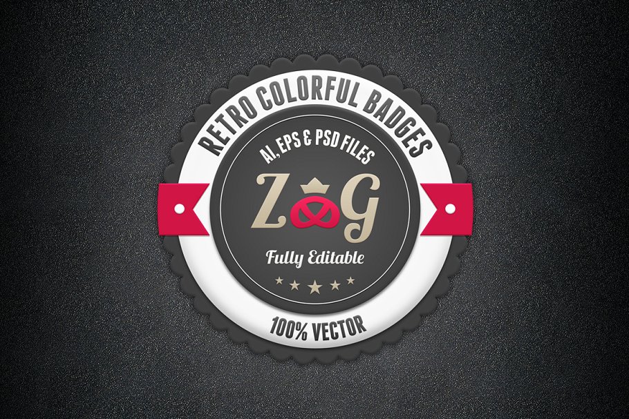 复古多彩徽章设计模板 Retro Colorful Badges