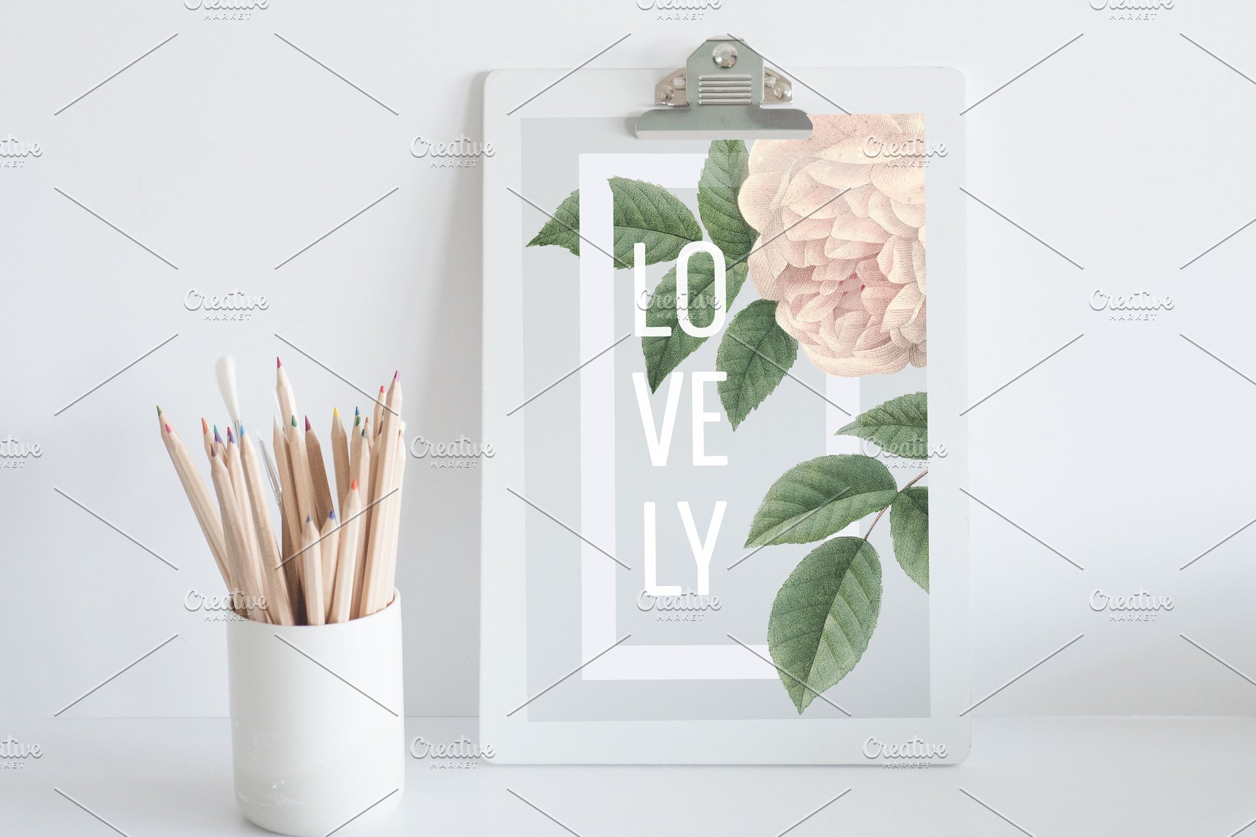 办公文具剪贴板样机 Clipboard Mockup | Square Format