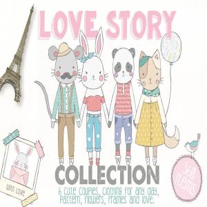 可爱卡通动物水彩插画合集 Love Story Collection Creator Pro