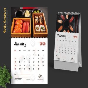 寿司日式料理店定制设计2020年日历表设计模板 2020 Sushi Asian Resto Creative Calendar Pro插图2