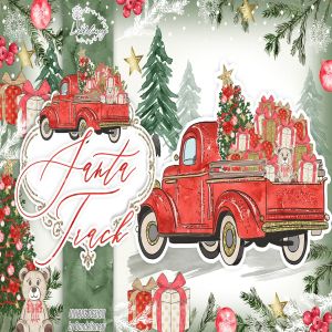 圣诞节礼品卡车矢量手绘设计素材 Christmas Car design插图1