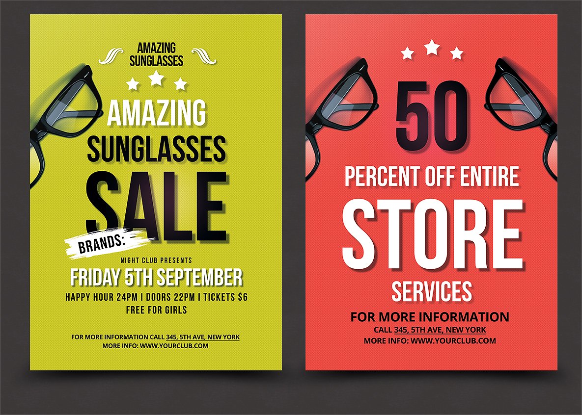太阳镜促销广告海报设计模板 Sunglasses Flyer Template