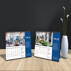 2020年深蓝色翻页台历表设计模板 Marcell Corporate Table Calendar 2020插图5