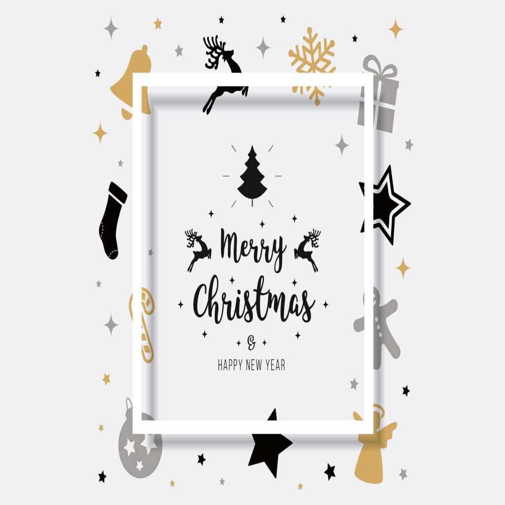 圣诞节节日主题矢量贺卡设计模板 Merry Christmas Vector Card插图