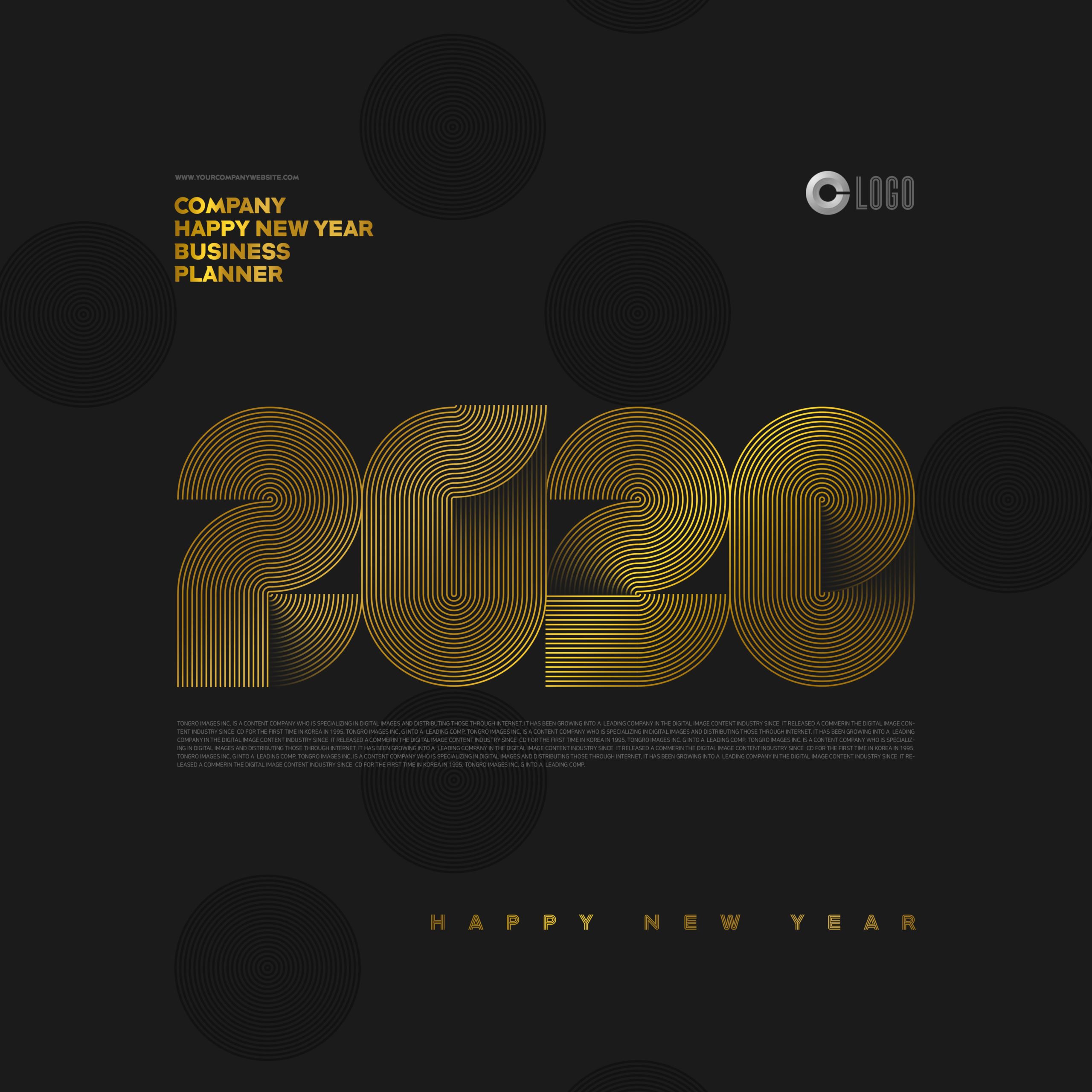 抽象幻觉金色条纹字体“2020”新年海报设计素材