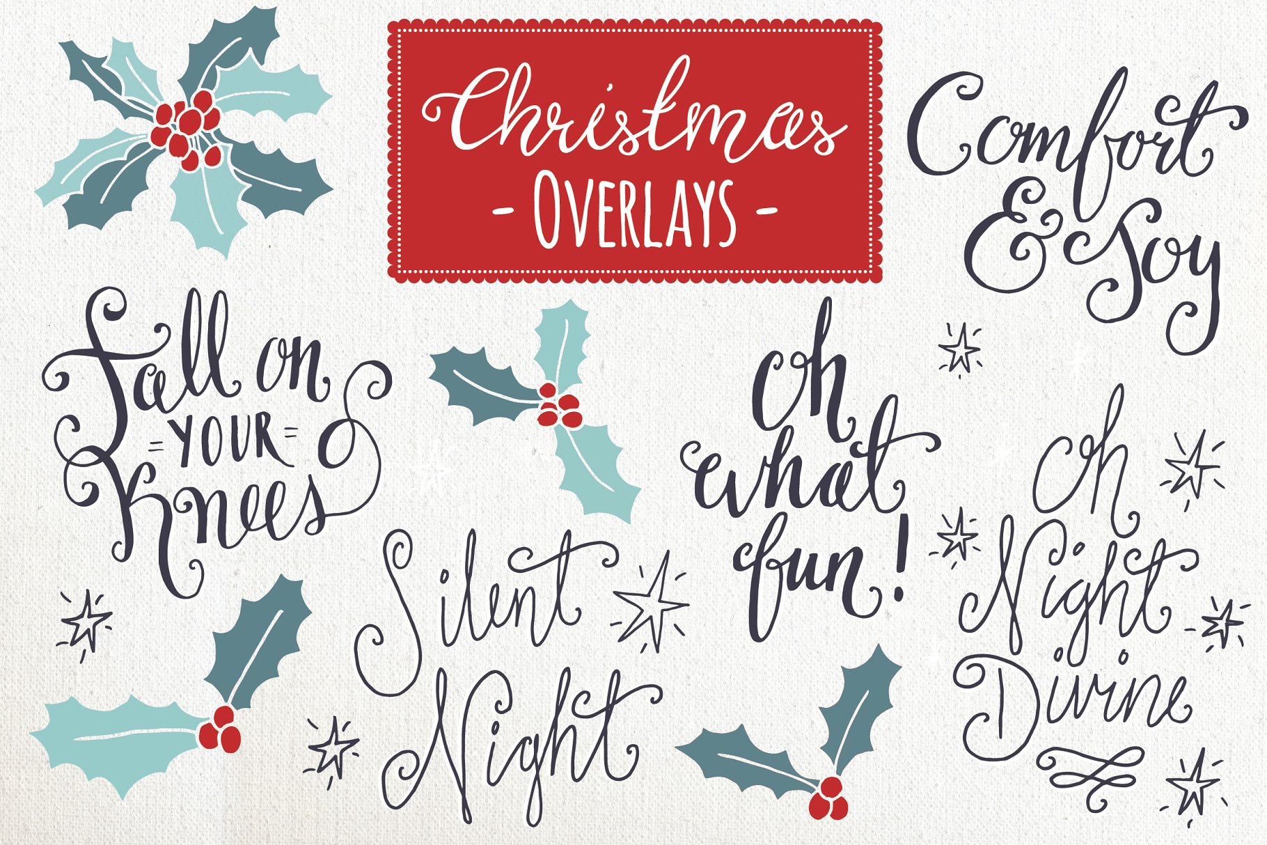 圣诞节主题设计装饰物叠层素材 Christmas Overlays Set 6 – Vector