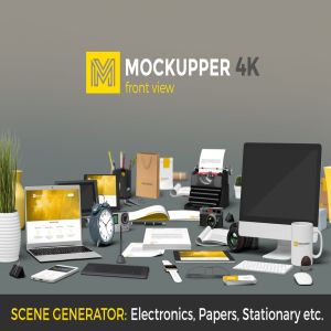 4K高品质的高端前视图办公场景元素VI样机展示模型mockups