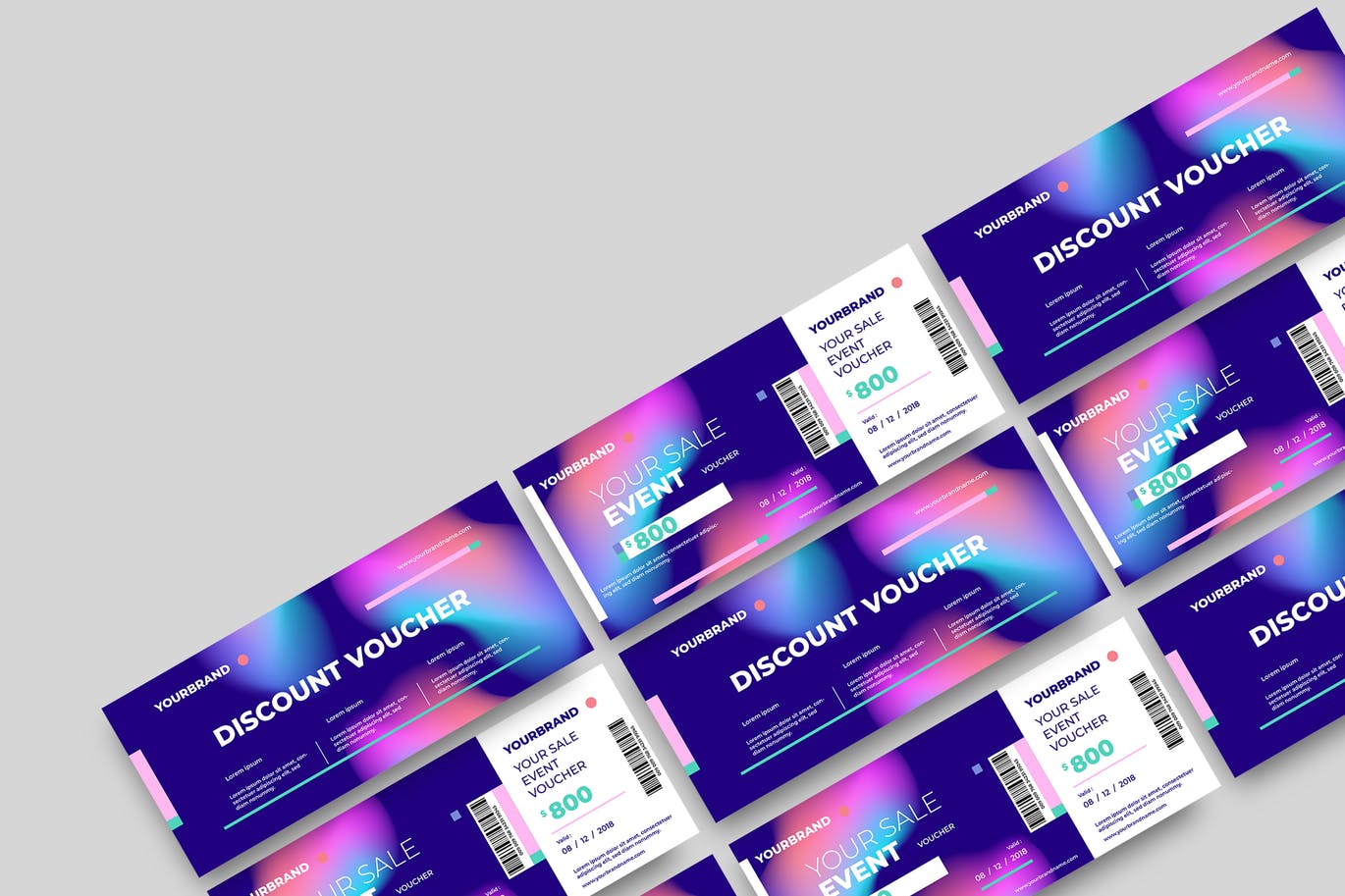 时尚高端简约多用途的新年圣诞节打折促销sale礼品券入场券门票设计矢量模板-9